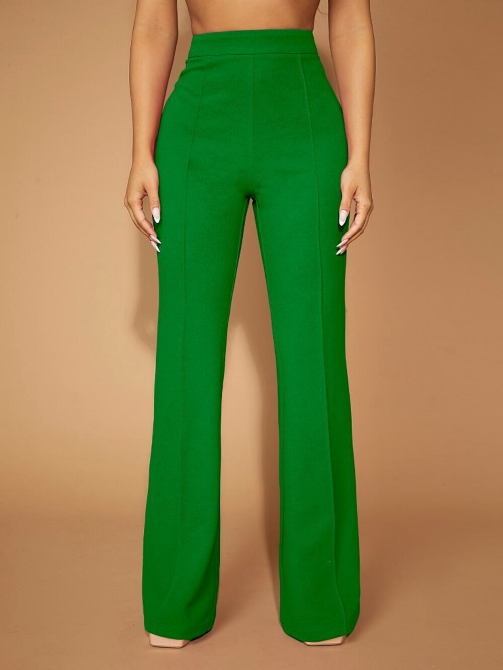Green Elegant Women's Minimalist Pants